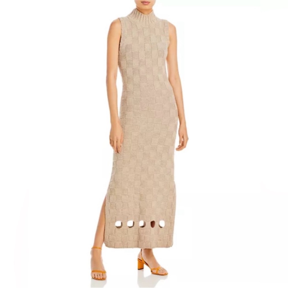 STAUD Cream Sleeveless Sheath Maxi Dress